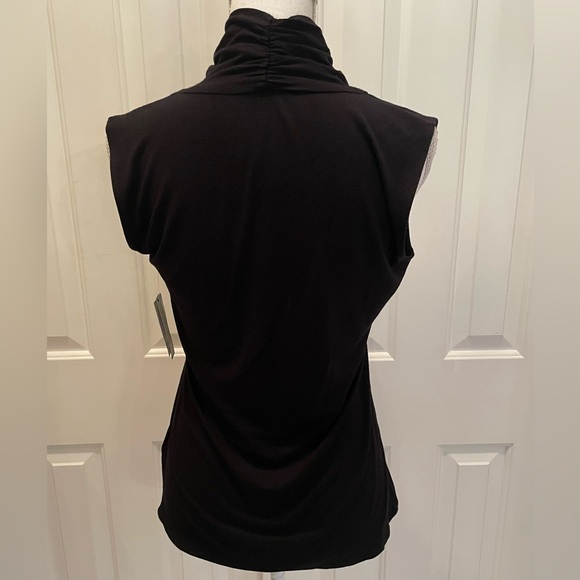 Grace Sleeveless Top Black Gathered Front And Back Neck Business Casual Medium - Picture 2 of 6